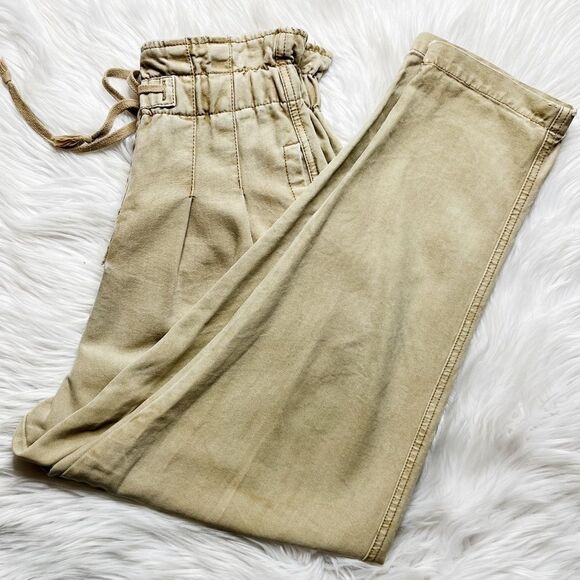 Free People Margate Belted Paper Bag Pants Tan Size XS - Picture 4 of 8